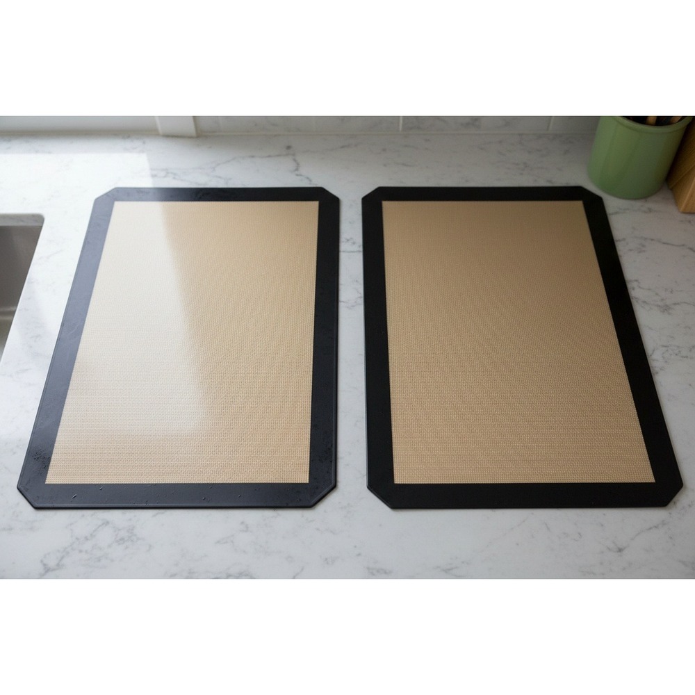Luckyiren Silicone Baking Mat 11.7 Inch Non-Stick Reusable Beige Black 0.4mm